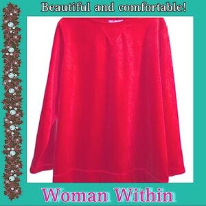 Woman Within True Red Velour Velvet Tunic L